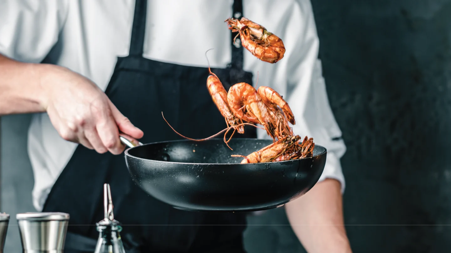 Fresh local seafood served on board
